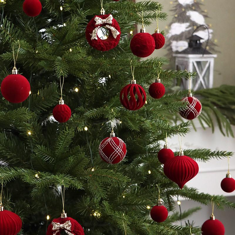 48pcs Painted Flocked Christmas Ornaments Set Tree Decorations Home Party Holiday Decor