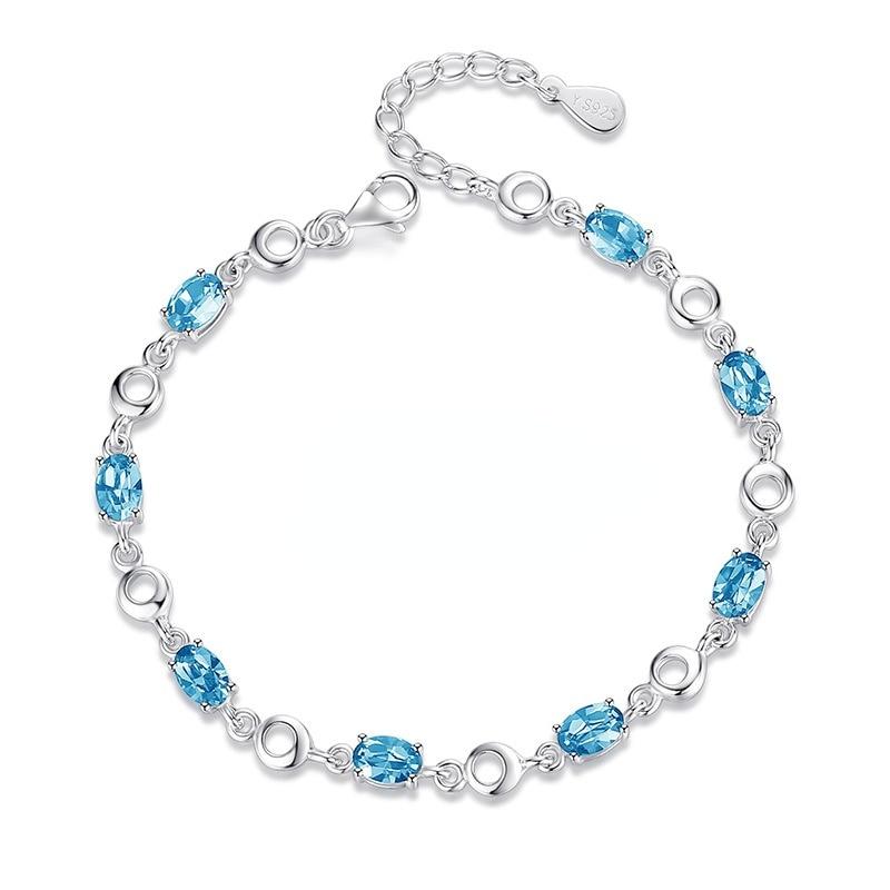 Women's Bracelet Silver/Topaz/Crystal 16 Cm Silver/Blue Elegant Fashion Jewelry