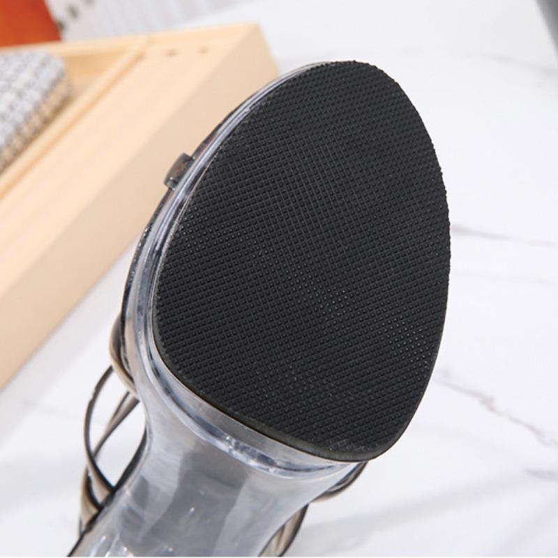 Летняя модная прозрачная женская обувь на очень высоком каблуке, женские непромокаемые сандалии на толстом каблуке и пайетках, пикантные сандалии на платформе LFD