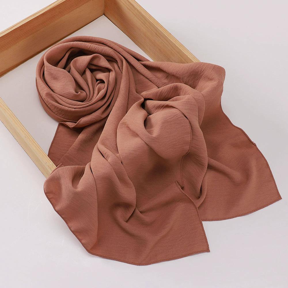 Malaysia Muslim Hijab Wrinkle Plain Long Shawl Islamic Headscarf Wraps For Women Female Foulard