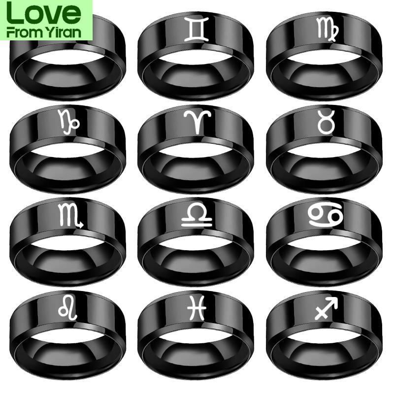 12 Zodiac Ring Aries Taurus Gemini Cancer Virgo Libra Scorpius Sagittarius Capricornus Wedding Stainless Steel Rings Jewelry