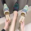 Fashion Slippers Shoes for Women Mules Luxury Designer Embroidery Ethnic Style Low Heel Home Sandals Female New In Fashion