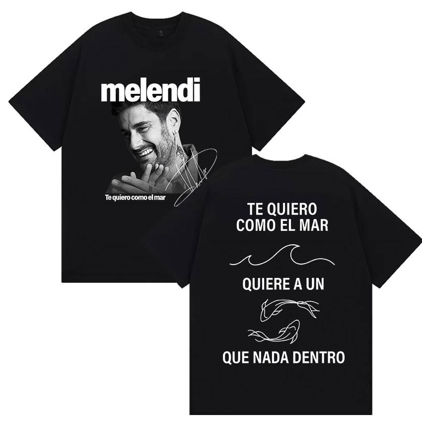 Rapper Melendi Tour 2025 Album Merch T Shirts Women Vintage Gothic Oversized Cotton Tshirt Y2k Man Hip Hop Punk Tees Streetwear
