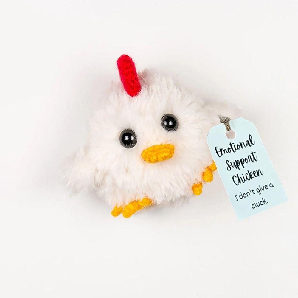 Cute Positive Knitting Chicken Doll Handmade Plush Animal Figures for Friends Kids