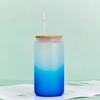 Gradient Color Water Bottle with Straw Juice Glasses with Wooden Lid Beer Wine  Milk Mocha Bubble Tea Cup Ice Cola Glass Cup