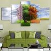 5 Panels Landscape Canvas Painting Four Seasons Tree Magic View Posters and Prints Wall Art Pictures Room Home Decor No Frame