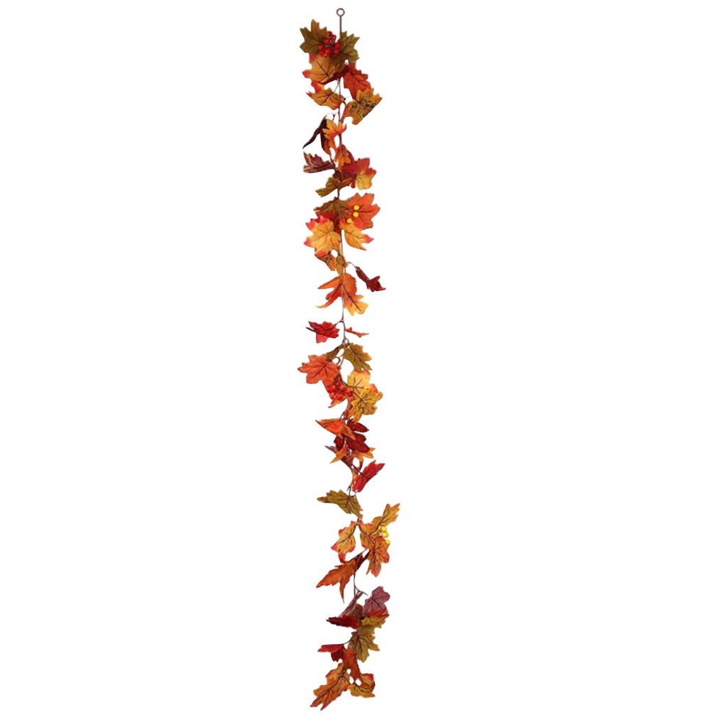 Artificial Maple Garland Lighted Fake Fall Leaves Faux Plastic Plant For Indoor Home Wedding Garden Hotel  Wall Decoration