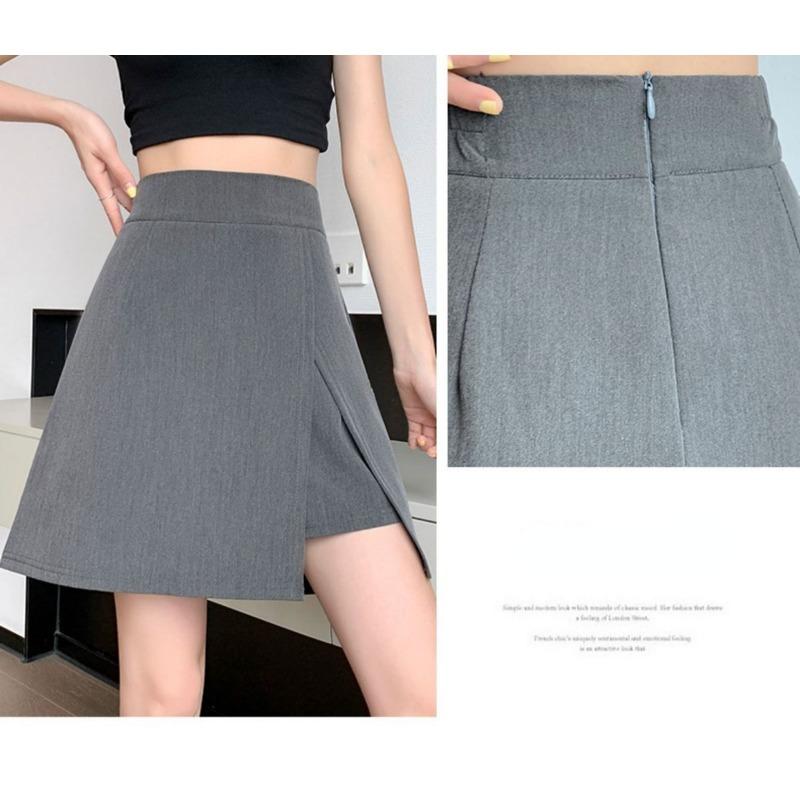Элегантная костюмная юбка с разрезом, женские шорты с высокой талией, юбка