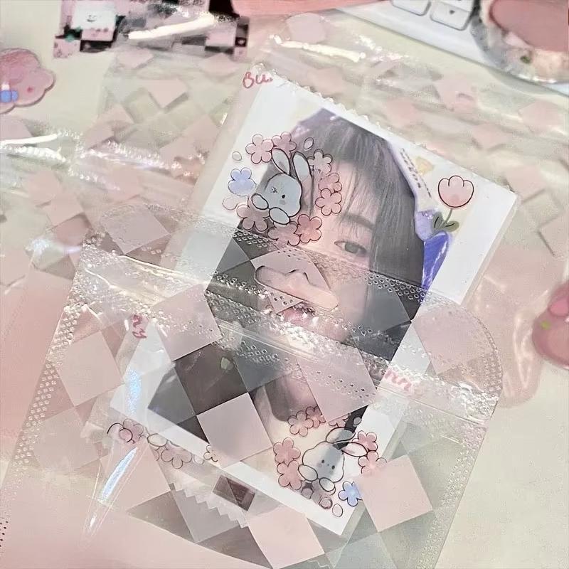 10 шт. симпатичный розовый сетчатый прозрачный пакет с застежкой-молнией Kpop Star 3 дюйма фотокарточка упаковочный материал кавайный конфетный цвет подарочный пакет