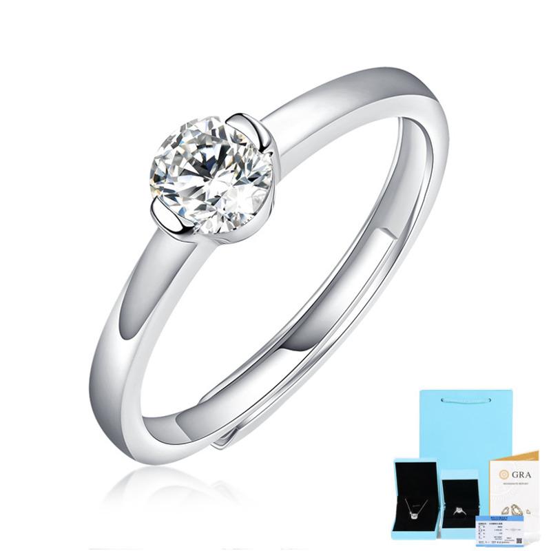 Bague Ringen S925 Простое школьное кольцо с муассанитом 0,5 карата можно открыть, чтобы скорректировать тренд модных аксессуаров