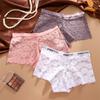 3Pcs Lace Hollow Out Boyshorts Women's Sexy Floral Panties 5 Solid Colours Underwear Letter Belt Briefs Perspective Lingerie