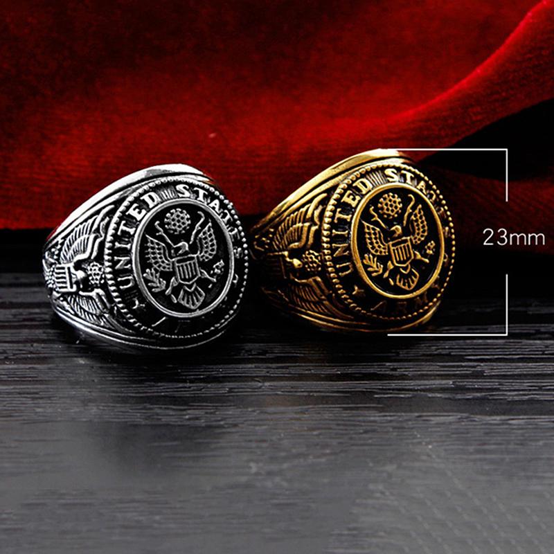 Винтажное мужское кольцо армии США из золота/цветной нержавеющей стали с изображением орла морской пехоты США, мужское модное ювелирное украшение