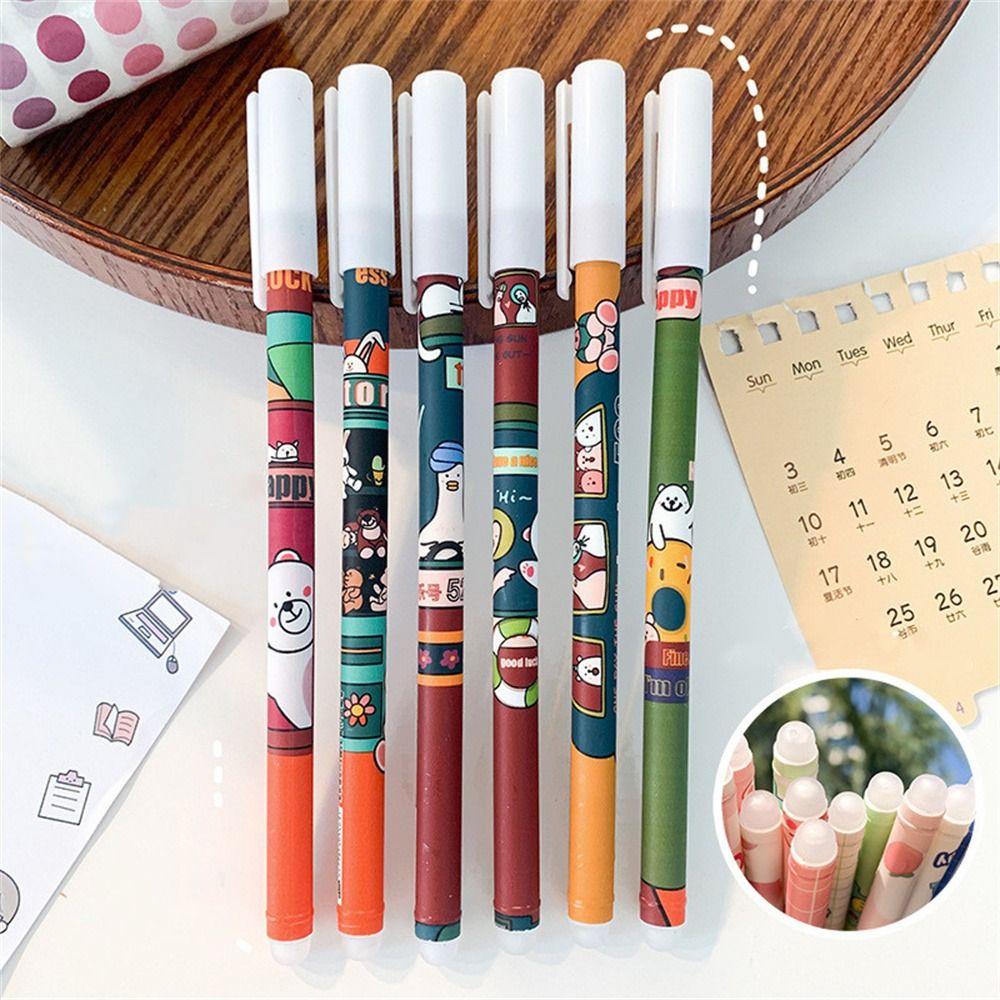 Washable Handle Press Pen Cartoons 0.5mm Erasable Pen Student Pen Neutral Erasable Pen Gel Pens
