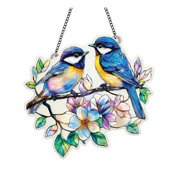 Colorful Bird Acrylic Hanging Decoration Indoor Outdoor Garden Yard Window Wall Hanging Stained Glass Effect Bird Ornament Suncatcher Sign