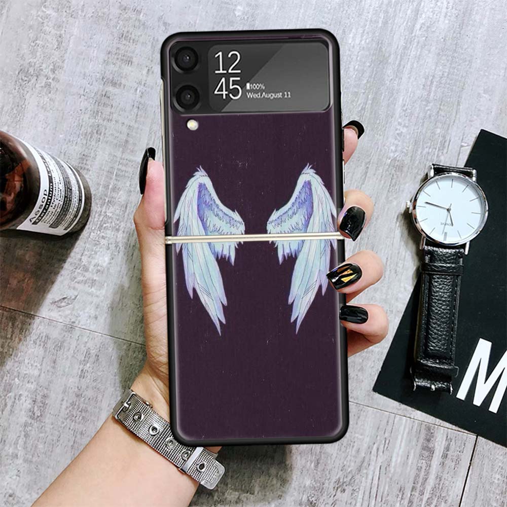 Чехлы с перьями Ангельские Крылья для Samsung Galaxy Z Flip 4 5 6 7 3 Z Flip7 Flip6 Flip4 Flip5 Flip3 5G Жесткие Ударопрочные Fundas Чехол Ga