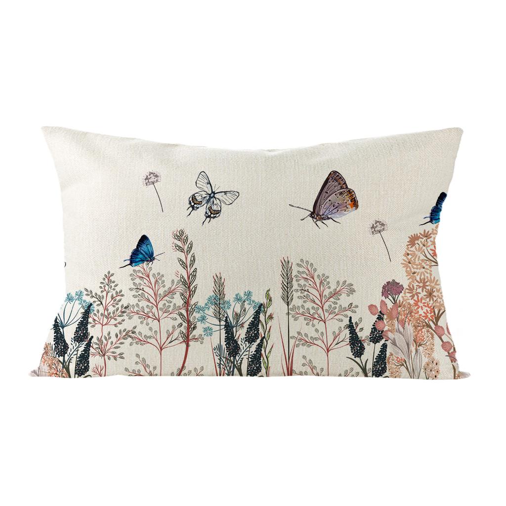 Чехол на подушку с изображением льна и растений на талию, чехол для дивана в гостиной, чехол для подушки для спальни