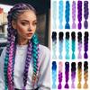 Synthetic Long Straight Braid Ponytail Extension Sleek Wrap Around Colorful Braid Ponytail Wig For Women Daily Cosplay Party Wear