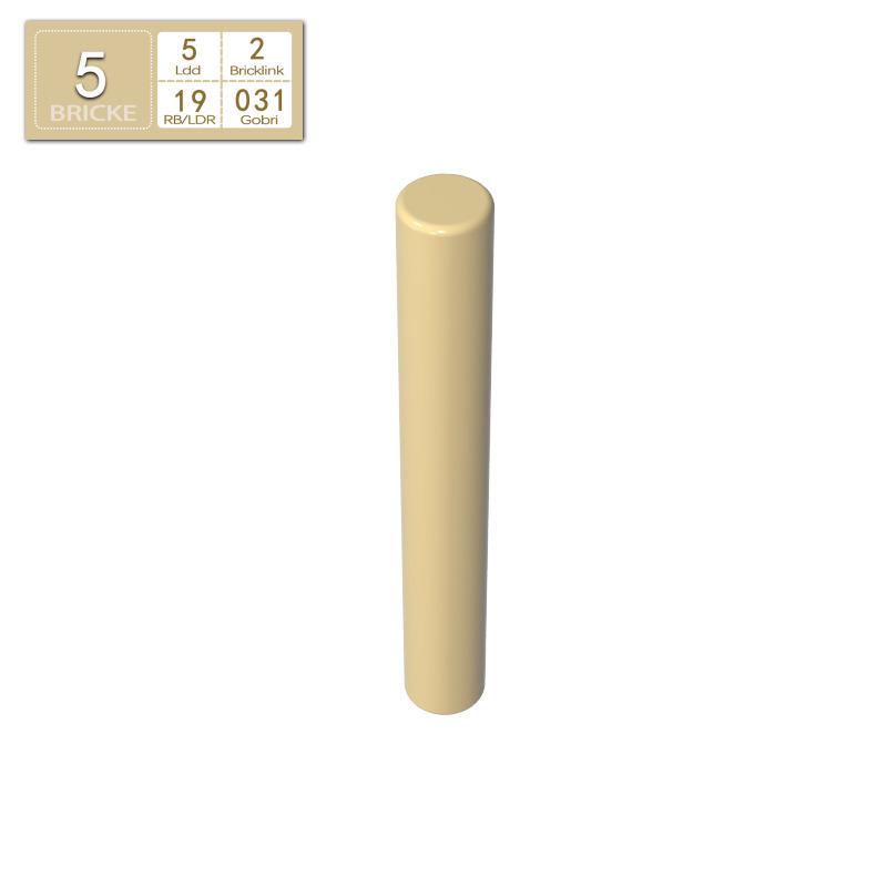 BRICKE 1x3 Round Bar Building Blocks (23.8 Length) - Compatible with Lego Models 87994, 17715, 19385 DIY.