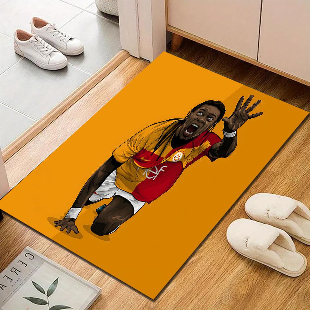 "Football Player Roaring Pose Art" Patterned carpet, suitable as a non slip play mat for the living room and bedroom sofa