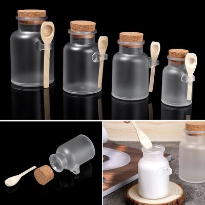 Portable Refillable Organizer Bath Salt Bottle Frosted Seal Jar Storage Container Cork Stopper