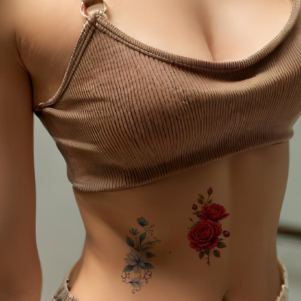 9 шт. Временные татуировки Наклейки с временными татуировками Лилии Георгины Цветущая сакура Для мужских бедер Рук