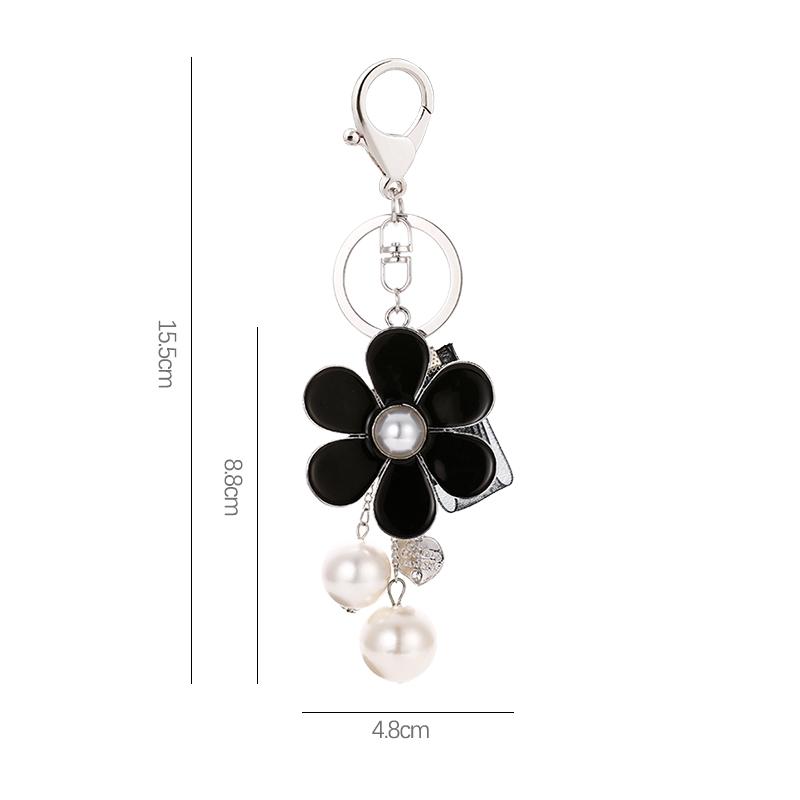 EASYA Fashion Black Sunflower Pearl Luxury Keychain Chain Car Keychain Party Gifts for Guests