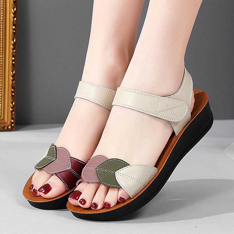 Женские летние римские сандалии на плоской подошве, нарядные повседневные сандалии с открытым носком для девочек, большие размеры