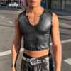 Summer Men V Neck Glitter Sleeveless Party Clubwear Short Tank Tops