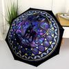 Cybernetic Panther Mandala pattern umbrella, portable and foldable design, 8 ribs, a casual accessory for Halloween, Christmas, and birthday gifts.