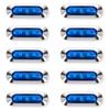 10pcs 24V High Intensity Small Lamp Side Marker Waterproof Truck Custom Plated 4 LED Color Lens (Blue)