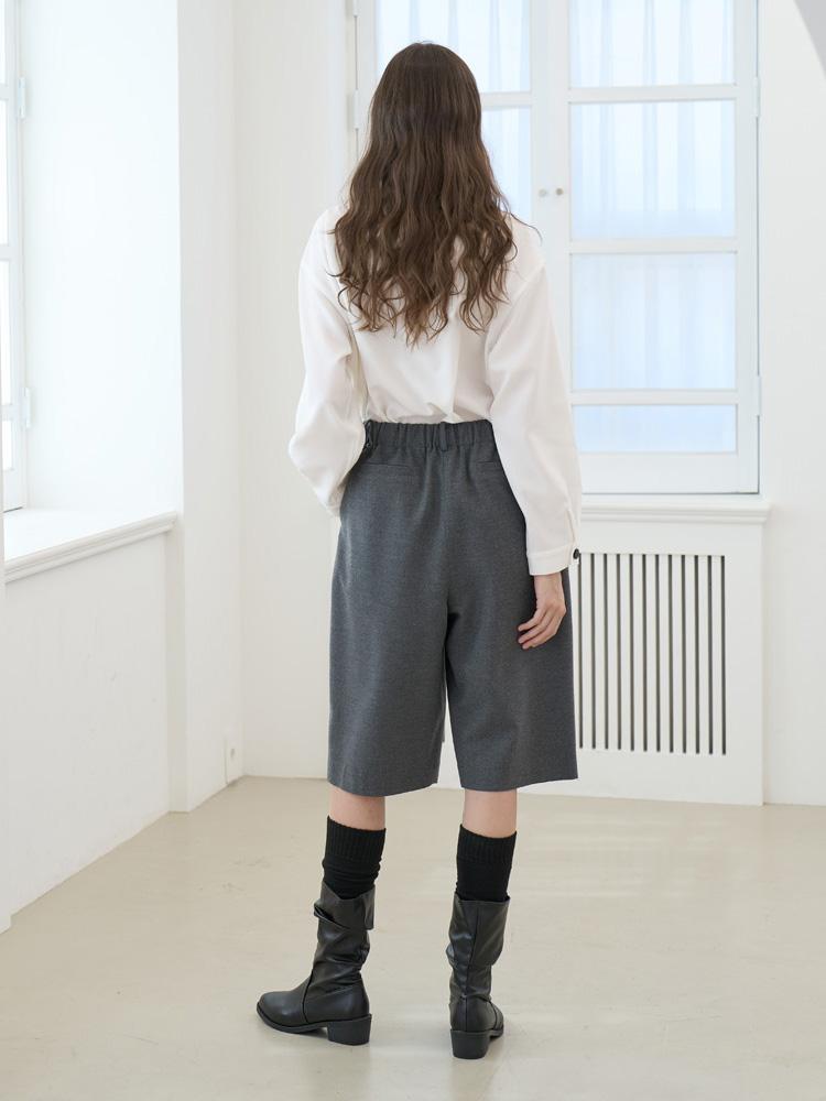 LBYL Wool Grey Pintuck Half Pants