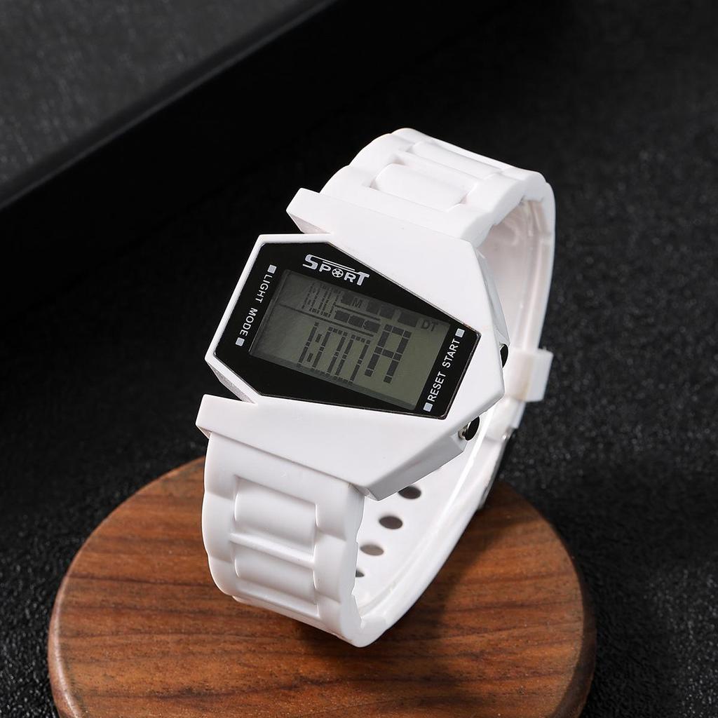 "Square LED Sports Watch for Men, Women, and Kids - Luminous Display, Fighter Aircraft Design"