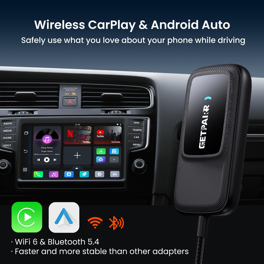 Getpairr Play2Video Ультра Беспроводной Адаптер Carplay Android Auto 5.2 Wi-Fi Встроенный Youtube Netflix Видеобокс Для 98% Автомобилей
