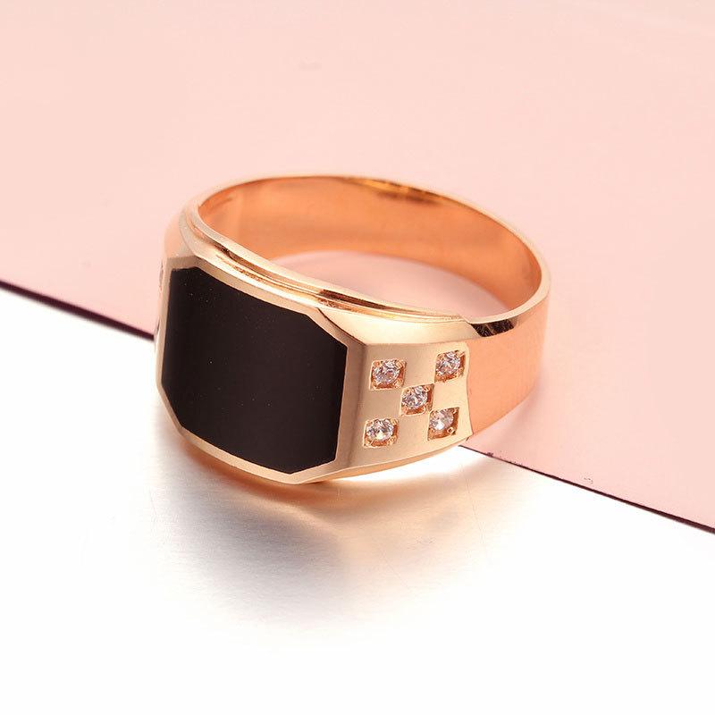 585 Russian Purple Gold Ring Men'S Rose Gold Plated Color Gold European And American Simple Black Ring Adjustable