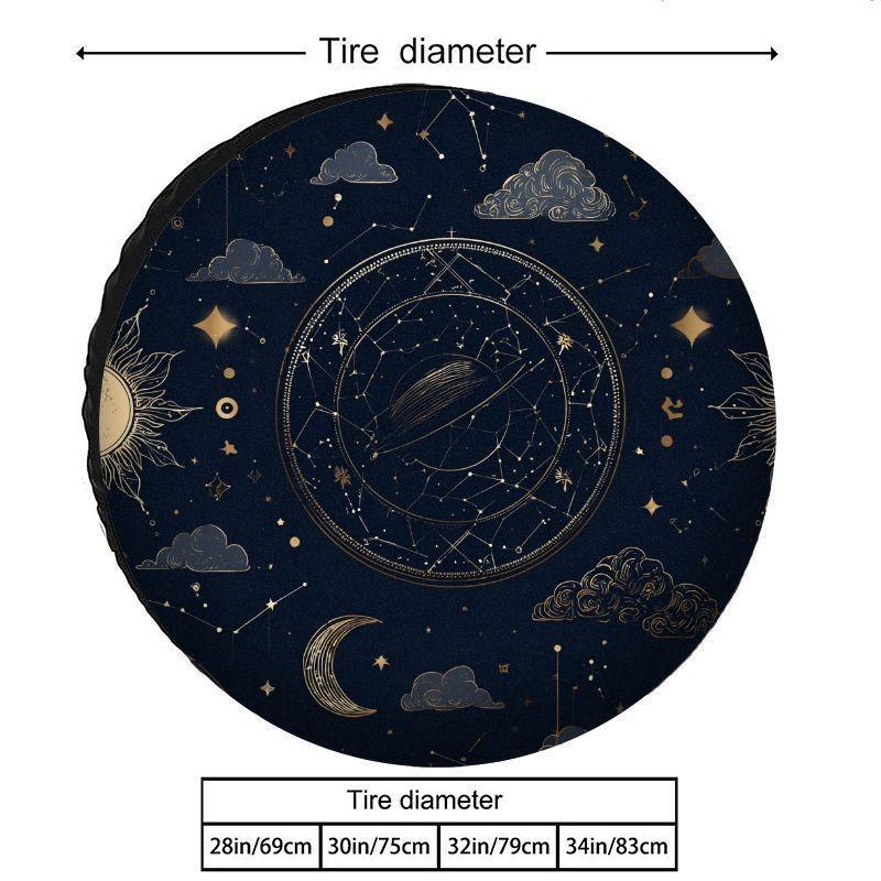 Celestial Constellation Spare Tire Cover Vintage Star Map Polyester Protector for SUV Truck Camper