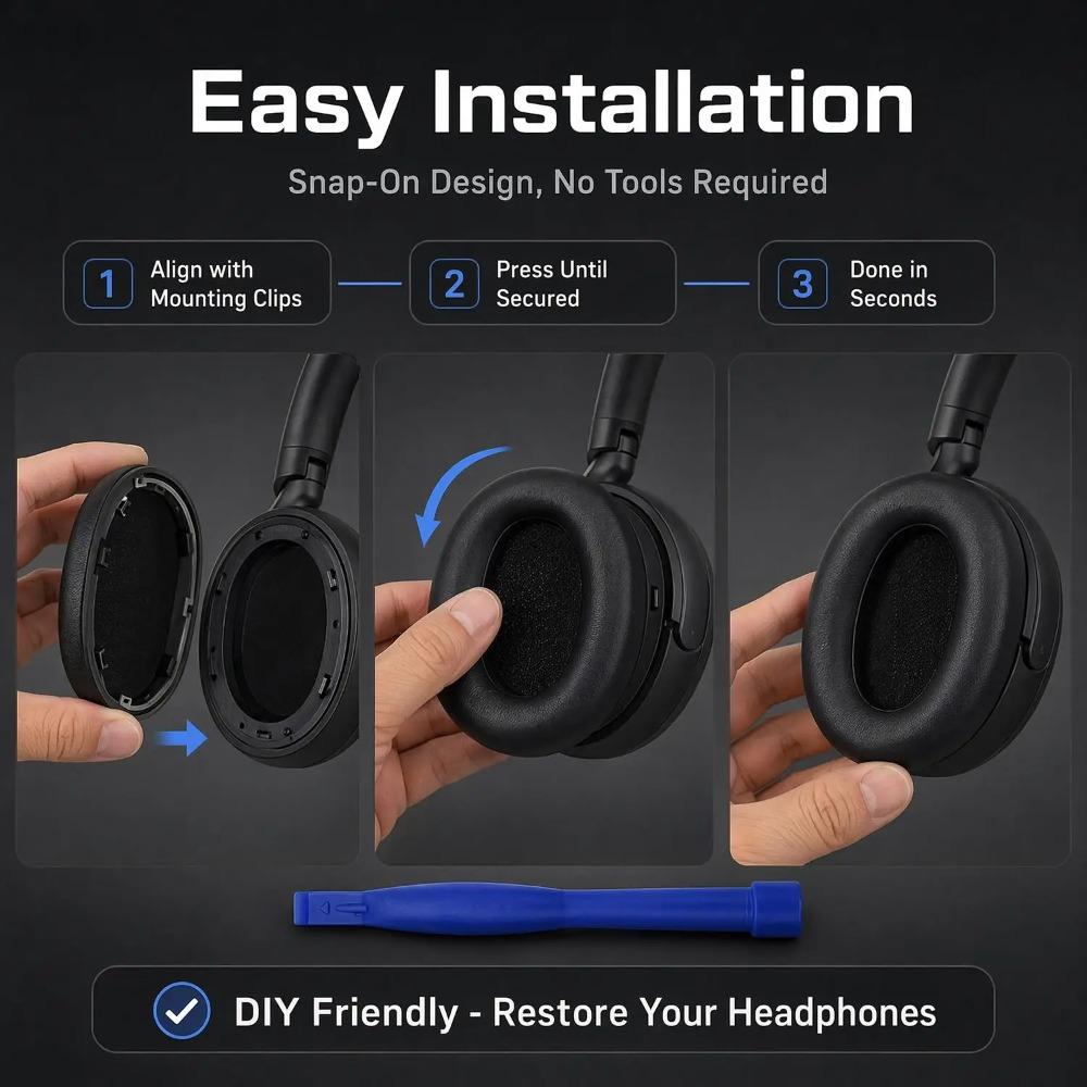 Replacement Earpads Protein Leather Foam Ear Pads for Sony WH-1000XM6 WH1000XM5 WH 1000 XM3 XM4 Headphone Earmuff Headset Sleeve