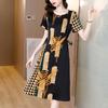 Charming Retro Floral Luxury Silk Dress - Graceful Lady's Vintage Clothing for Summer