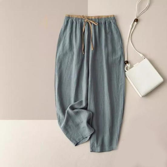 Женские широкие брюки с эластичной резинкой на талии, повседневные удобные брюки однотонного цвета, свободного кроя, брюки в стиле для поездок на работу