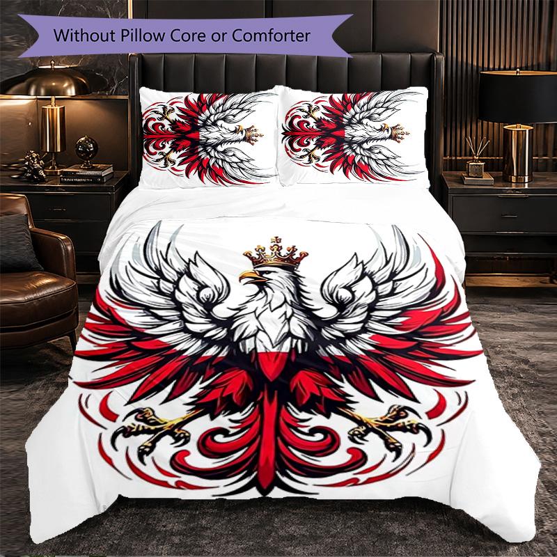 Poland 3 Piece Bedding Set Soft Duvet Cover Set with Pillowcases Printed Bedroom Decor Set for Home