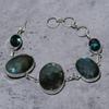 Natural Labradorite,Iolite Quartz Stone 925 Sterling Silver Bracelet 7-8" f8E19