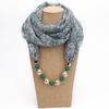 Floral Print Scarf Necklace with Beaded Chain – Elegant Women’s Fashion Jewelry & Versatile Infinity Scarf