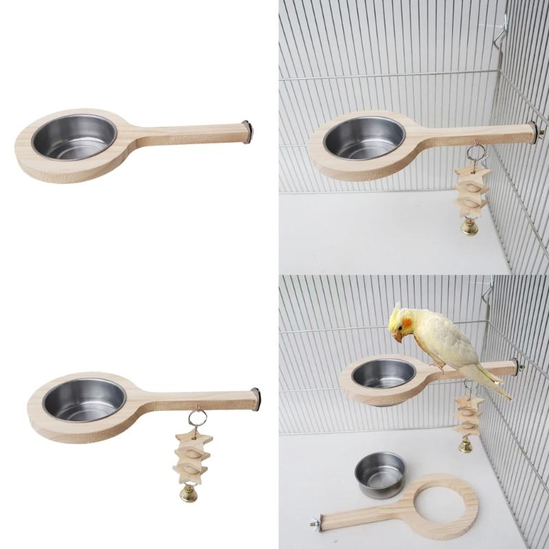 Parrots Standing Perch with Dish Cup Screw Bird Stand for Feeding Cockatiel Feeder Birdcage Perch Food Bowl for Budgies