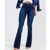Fashion Solid High-waist Slim Fit Flare Denim Jeans Autumn Sexy Elegant Office-lady Elastic New Pants With Pockets 30305