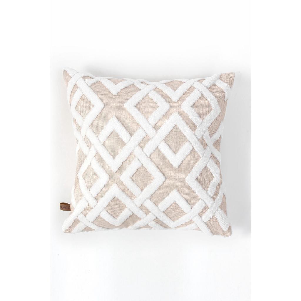 Bohemian Special Design Punch Pattern Decorative Throw Pillow Cover Mila Ecru