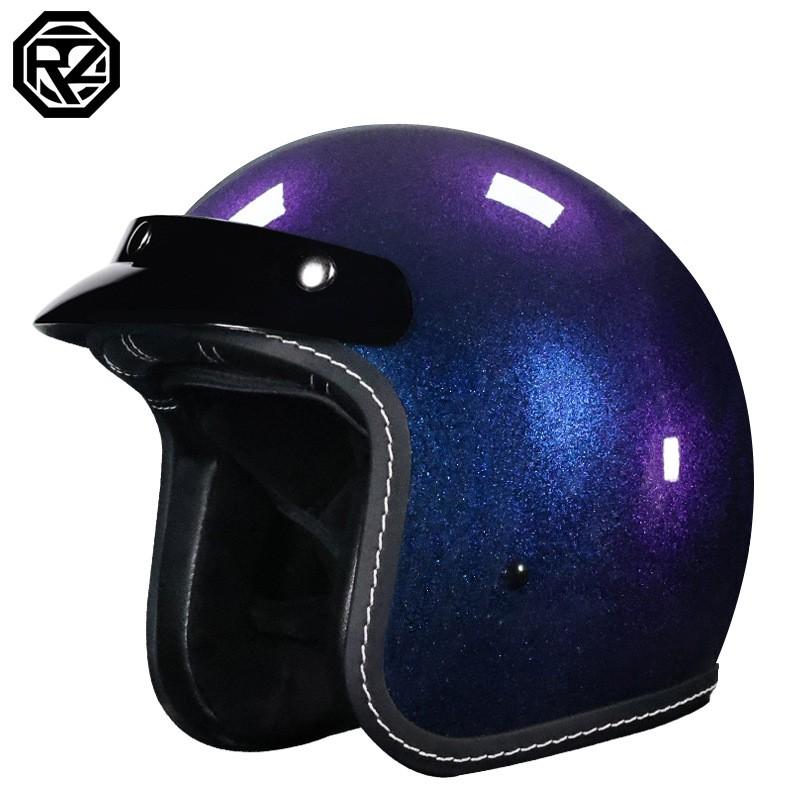 DOT Certified 3/4 Motorcycle Helmet Men Women ABS Full-coverage Half All-Season Riding With Bluetooth Slot Retro