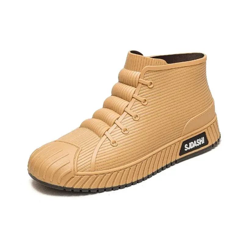 Мужская обувь из ПВХ, износостойкая, водонепроницаемая и нескользящая, мужские резиновые сапоги, дождливый день, без шнуровки, галоши для города, широкие носки, новые