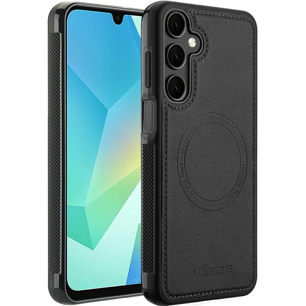 LC.IMEEKE For Samsung Galaxy S23 FE Magnetic Case Compatible with MagSafe Leather+TPU Back Cover