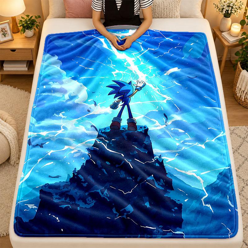 Flannel BlanketSonic the Hedgehog Warm Soft Throw Blanket for Indoor Sofa Bed Living Room Use