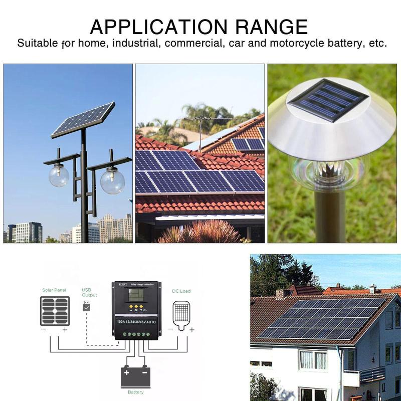 100A MPPT/PWM солнечный контроллер заряда 12 В/24 В/36 В/48 В автоматический контроллер двойной USB