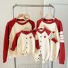 2025 Autumn/Winter Family Knitted Sweater Cardigan: Love Heart Design for Family of Three for Full Moon Photos.